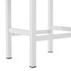 Detail of the white metal frame of a bar stool.