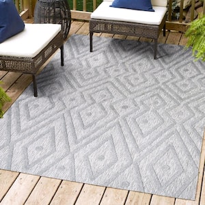 Balansat Moroccan Diamond Light Gray 8 ft. x 10 ft. Indoor/Outdoor Area Rug