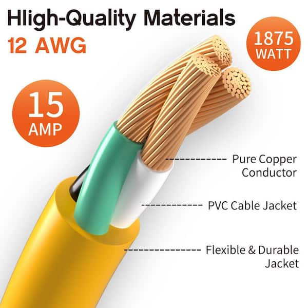 50 ft. 1875W 12-Gauge 1-Conductor 15 Amp 1875W Outdoor Extension