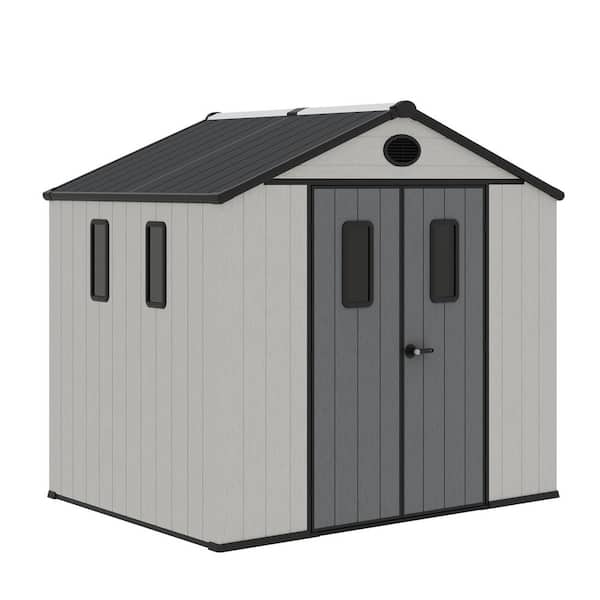 6 ft. x 8 ft. Durable Resin Shed Garden Outdoor Storage Shed with Floor and Sloping Roof