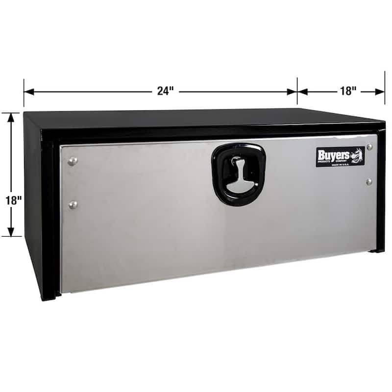 18 in. x 18 in. x 24 in. Gloss Black Steel Underbody Truck Tool Box with Stainless Steel Door