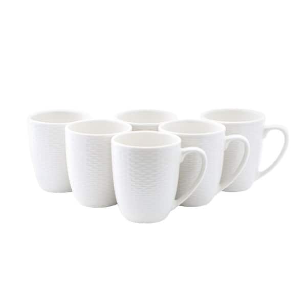 Elama Ophelia 12 oz. White Stoneware Beverage Mug (Set of 6) 985124734M