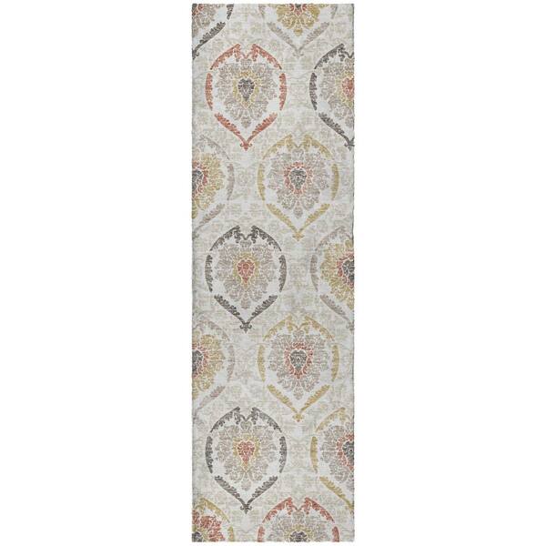 Dream Shag Premium Machine Washable Abstract ADS808 Ivory 2 ft. x 7 ft. Runner Rug
