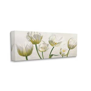 "Soft White Blooming Tulip Petals Floral Details" by Eva Barberini Unframed Nature Canvas Wall Art Print 13 in. x 30 in.