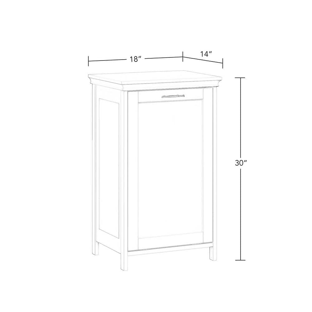 White MDF Tilt-Out Laundry Hamper Cabinet with Removable Bag