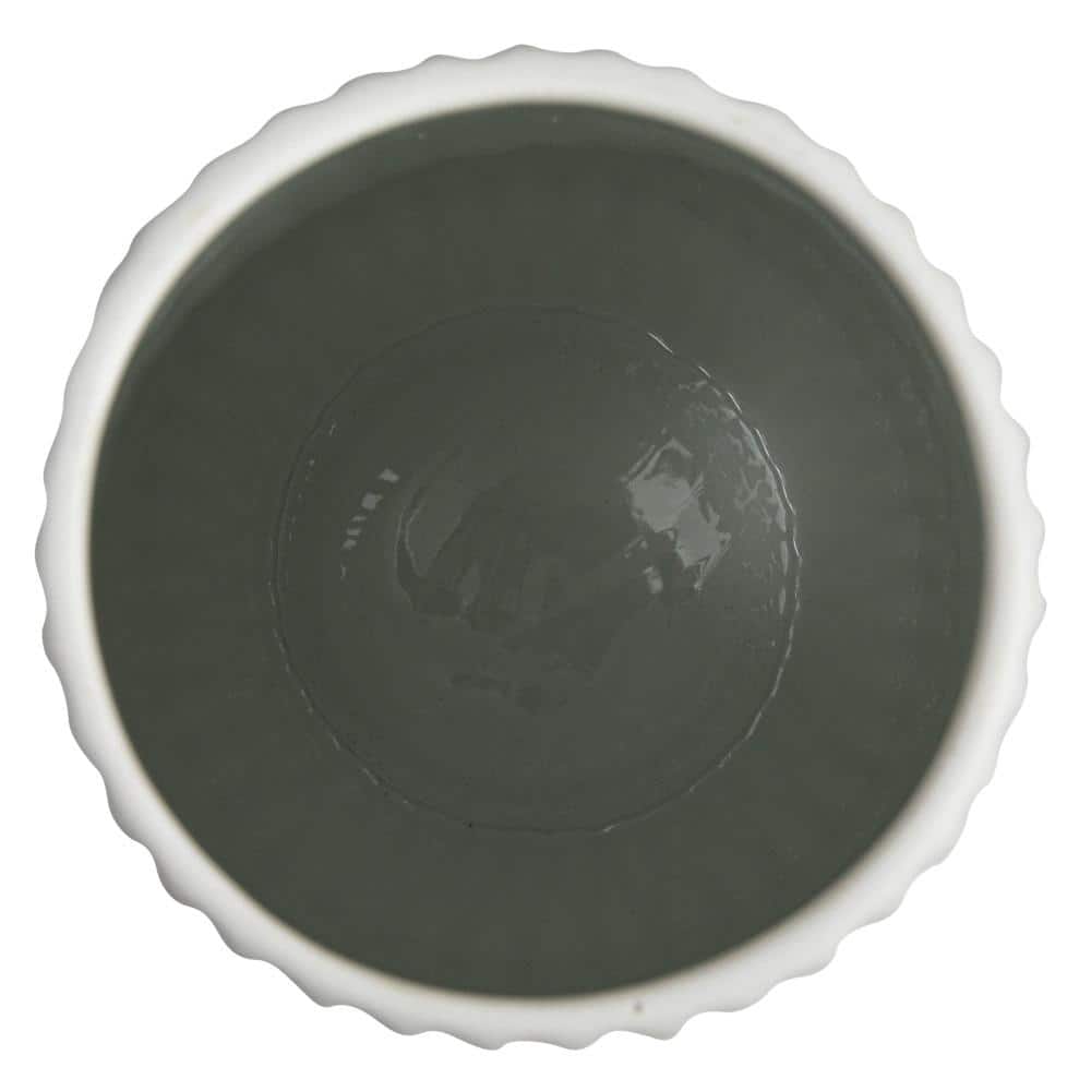 Matte White Ceramic Fluted Vase, 11.5"