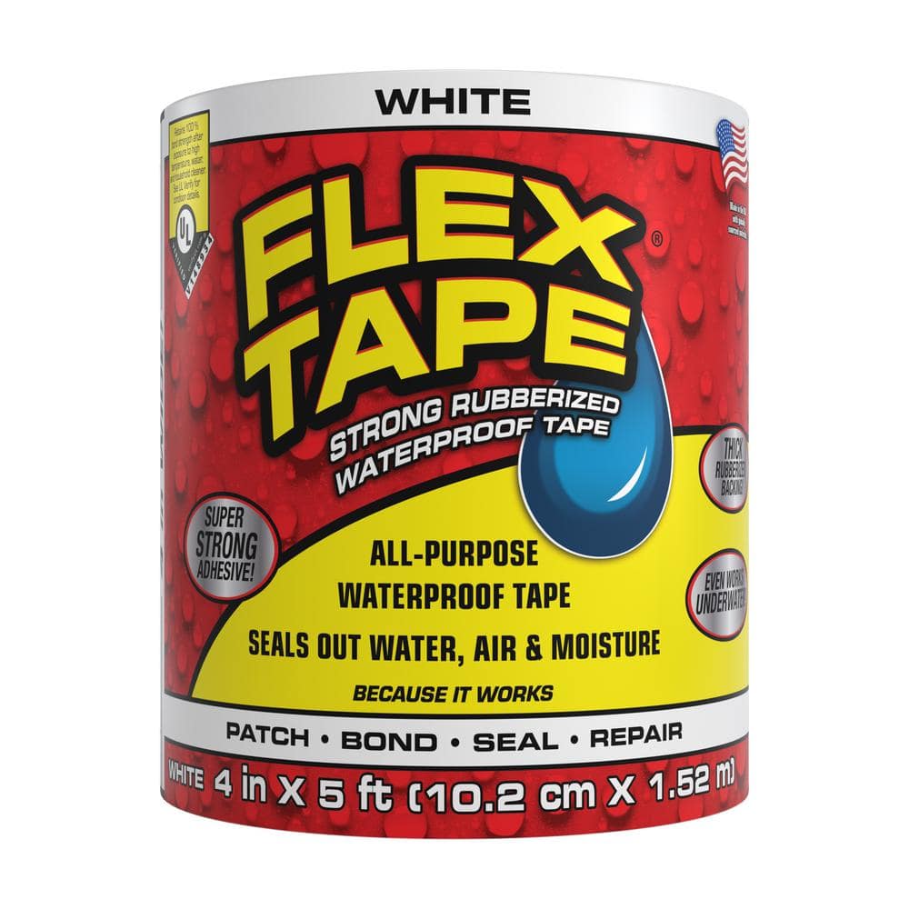 FLEX SEAL FAMILY OF PRODUCTS Flex Tape White 4 in. x 5 ft. Strong Rubberized Waterproof Tape