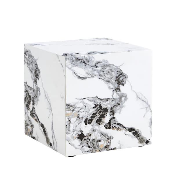 Sudzendf White MDF Square Outdoor Side Table 1-Piece