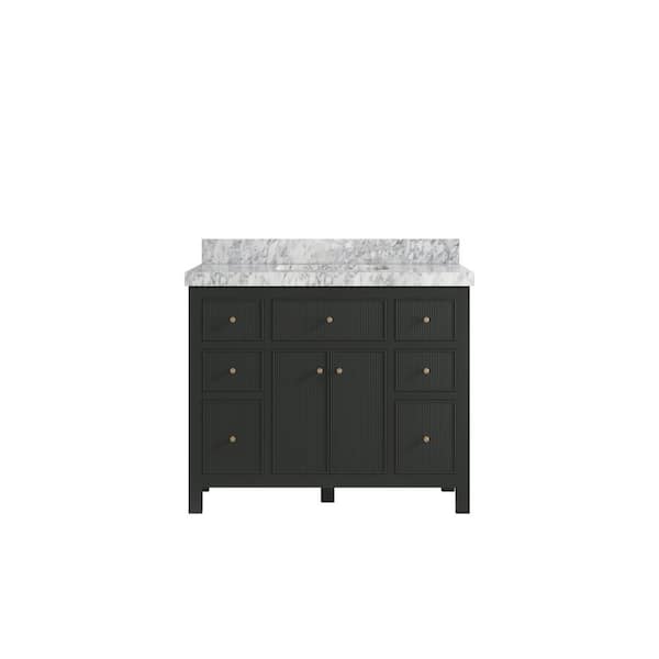 Willow Collections Sonoma 42 in. W x 22 in. D x 36 in. H Single Sink Bath Vanity in Black Top with 2" Carrara Marble Top
