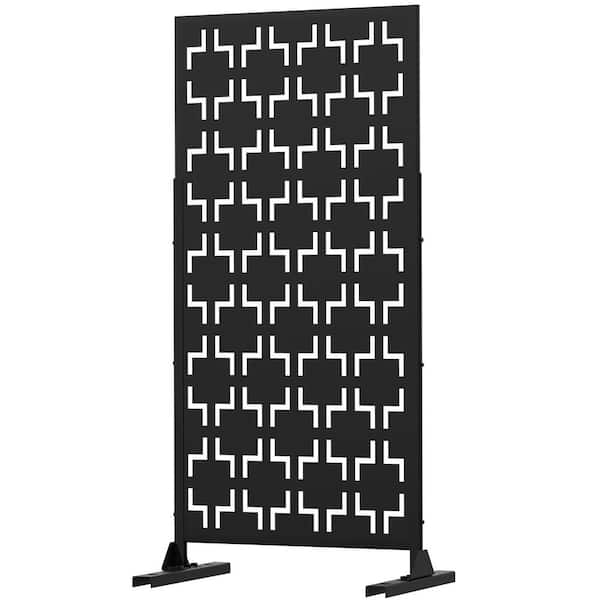 Lirago 47 in. x 24 in. Black Modern Outdoor Screen Privacy Screen with Square Patterns Wall Decal