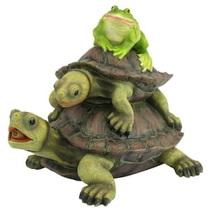 Along for the Ride, Frog and Turtles Stone Bonded Resin Piped Spitting Statue