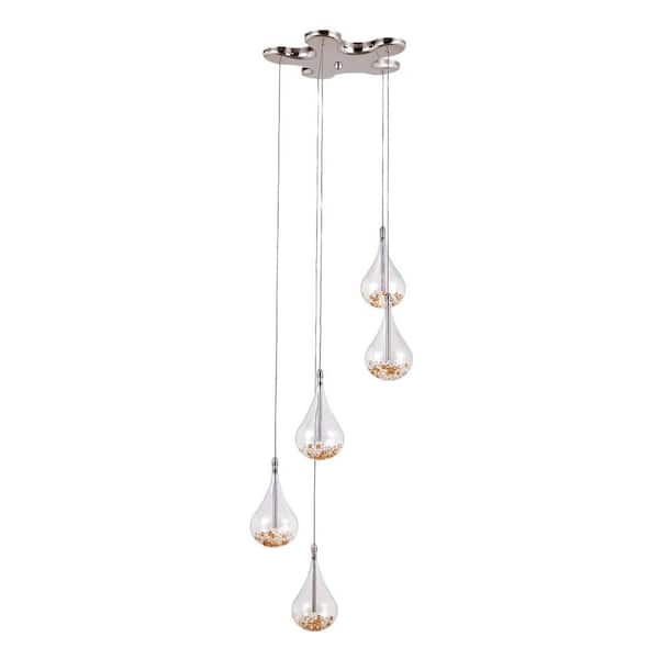 Bel Air Lighting 5-Light Polished Chrome Pendant with Clear Glass