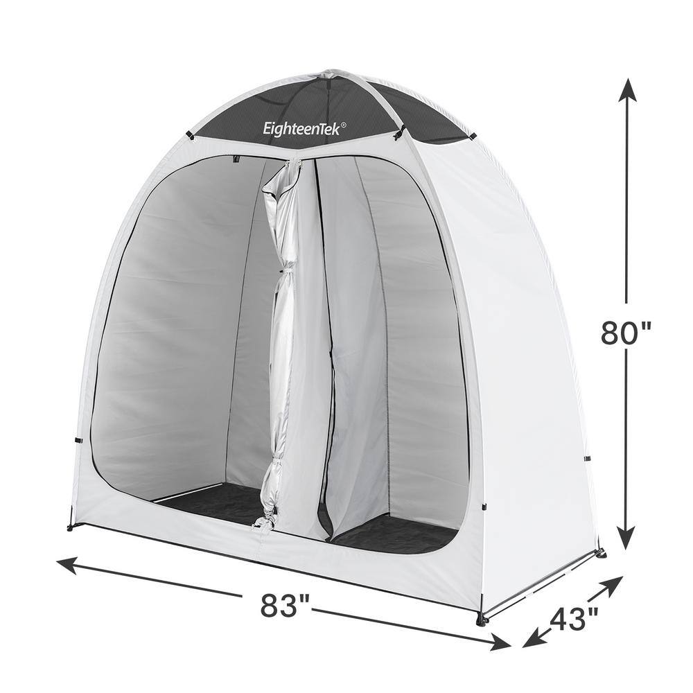 EighteenTek 2-Room White Polyester Camping Shower Tent