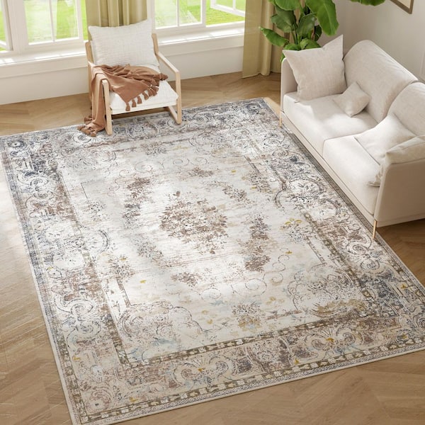Collection Area Rug, 5x7 Indoor Boho Machine Washable Area Rug for Living Room, Bedroom, Dining Room, Kitchen