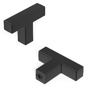 Skylight Collection T-Knob 1-5/8 in. x 3/8 in. Matte Black Finish Modern Zinc Cabinet Knob (1-Pack)