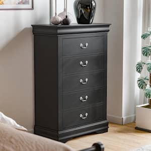 Burkhart Black 5-Drawer 31.5 in. Wide Chest of Drawers