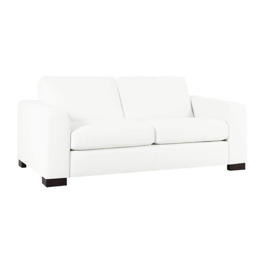 HOMESTOCK 72 in. in White Leather Rolled arm Loveseat 13474HD - The ...