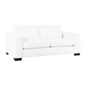 72 in. in White Leather Rolled arm Loveseat