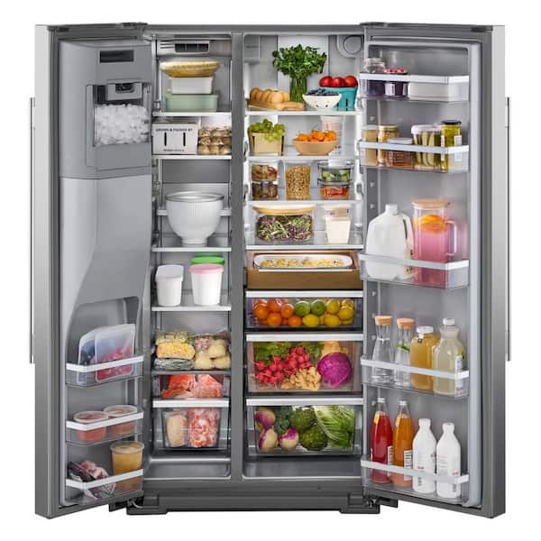 36 in. 20.8 cu. ft. Counter Depth Side-by-Side Refrigerator in Stainless Steel with Exterior Ice and Water Dispenser