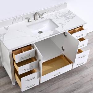 YN10 Series 60 in. W x 22 in. D x 35 in. H Bath Vanity Cabinet without Top in White Solid Oak and Plywood