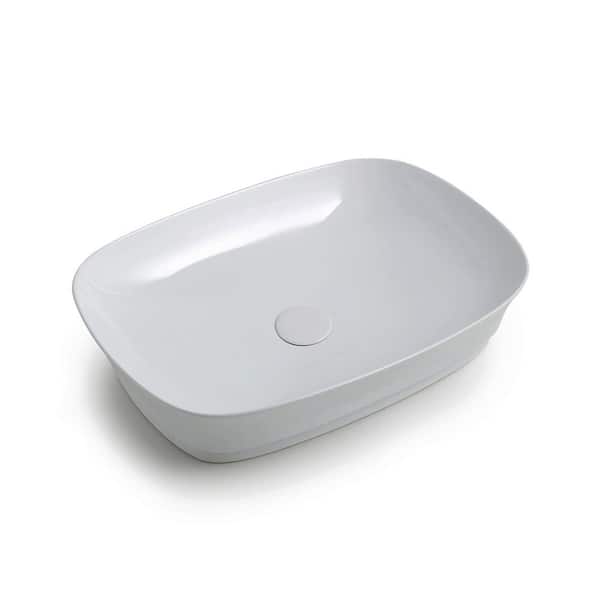 WS Bath Collections Mood ID 60.43 Ceramic Rectangle Vessel Sink in Glossy White