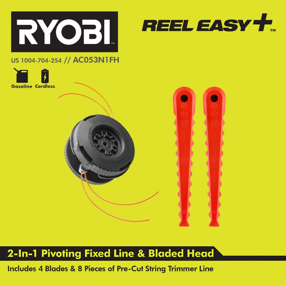 RYOBI REEL EASY+ 2-in-1 Pivoting Fixed Line and Bladed Head for Bump Feed  Trimmers AC053N1FH - The Home Depot