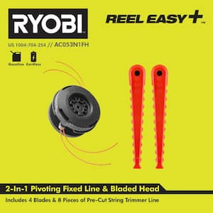 REEL EASY+ 2-in-1 Pivoting Fixed Line and Bladed Head for Bump Feed Trimmers