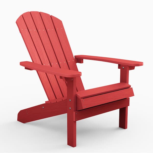 Classic Red Plastic Outdoor Patio Adirondack Chair
