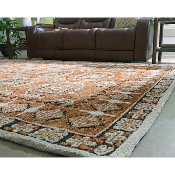 Qaabiz 8 ft. x  10 ft. Brown/Black Medallion Area Rug