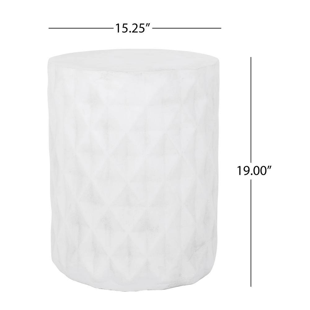 Antique White Lightweight Concrete Cylindrical Side Table