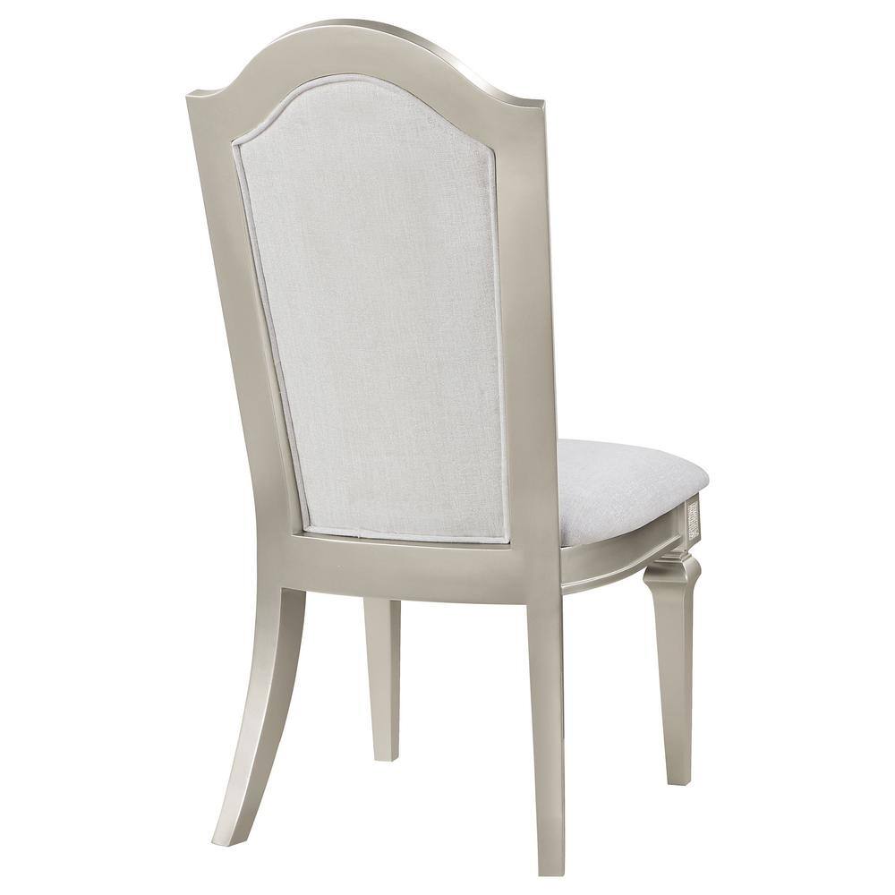 Evangeline Ivory and Silver Oak Upholstered Side Chair Set