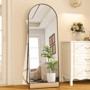 21 in. W x 64 in. H Arched Black Aluminum Alloy Framed Full Length Mirror Standing Floor Mirror