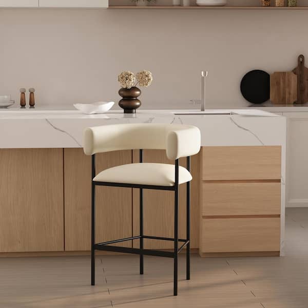 Nathan James Dahlia Counter Height Chair, Modern Barstool with Back, Mid-Century Metal Legs and Padded Cushion for Kitchen, Island and Bars, Light Grey/Black Nathan James Dahlia Counter Height Chair, Modern Barstool with Back, Mid-Century Metal Legs and Padded Cushion for Kitchen, Island and Bars, Light Grey/Black
