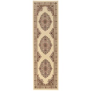 Como Ivory 2 ft. x 7 ft. Traditional Oriental Medallion Area Rug