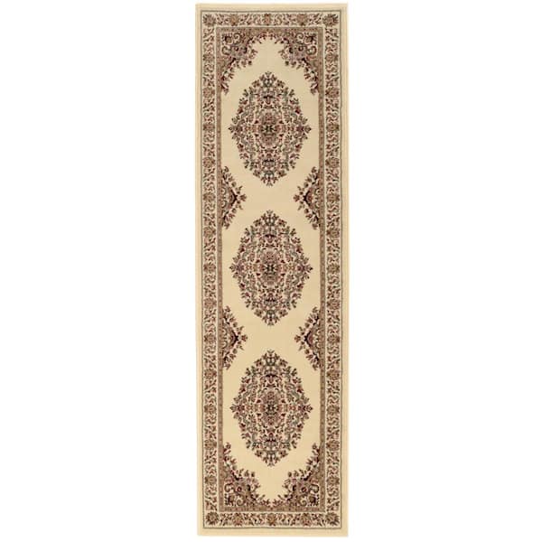 Unbranded Como Ivory 2 ft. x 7 ft. Traditional Oriental Medallion Area Rug