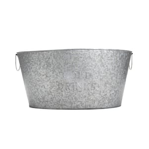 26 qt. Large Silver Metal Beverage Tub with Handles