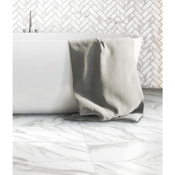 Florida Tile Home Collection Avante Bianco Marble 12 in. x 24 in. Porcelain Floor and Wall Tile (13.3 Sq. ft./Case)