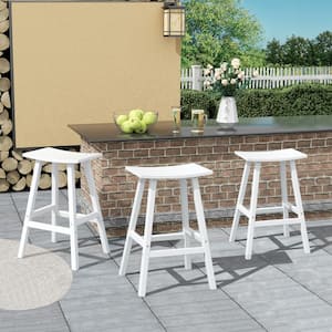 Franklin White 29 in. HDPE Plastic Outdoor Patio Backless Bar Stool (Set of 3)