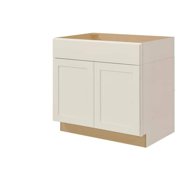 Hampton Bay Avondale 36 in. W x 24 in. D x 34.5 in. H Ready to Assemble Plywood Shaker Sink Base Kitchen Cabinet in Antique White