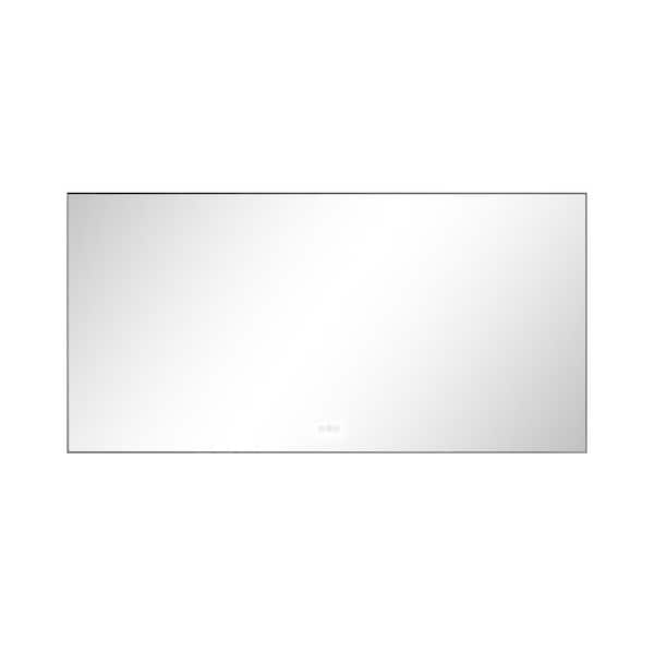 Aoibox 72 in. W x 36 in. H Rectangular Frameless LED with Back Light Wall Mount Bathroom Vanity Mirror in Gun Ash Finish