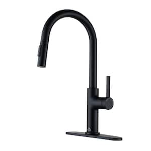 Single Handle Pull-Down Sprayer Kitchen Faucet with Dual-Function Pull out Sprayer head, Stainless Steel in Matte Black