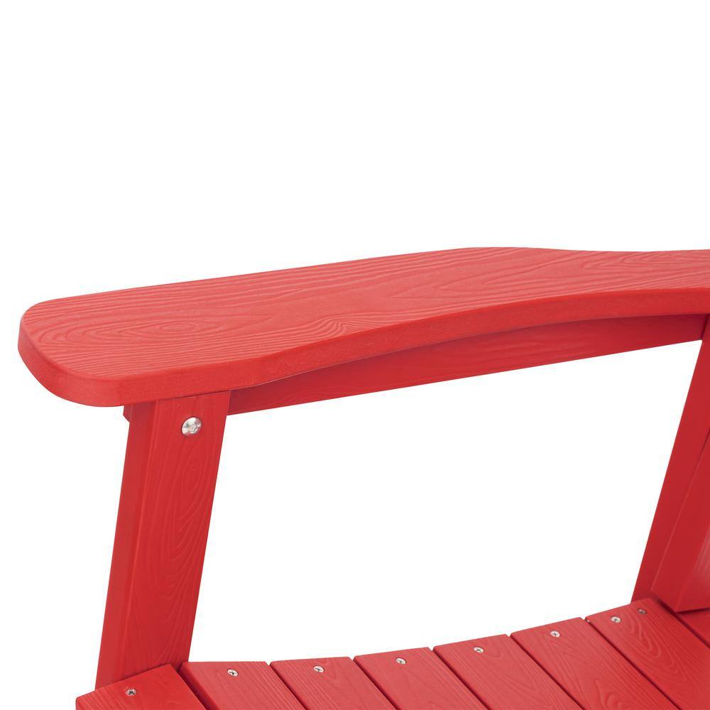 Bright Red HDPE Plastic Adirondack Outdoor Rocking Chairs, Set of 2