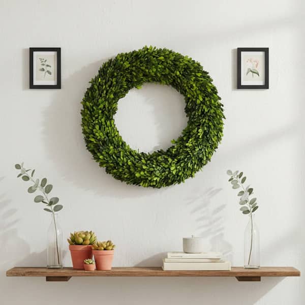 Maison 24 in. Real Preserved Boxwood Greenery Wreath