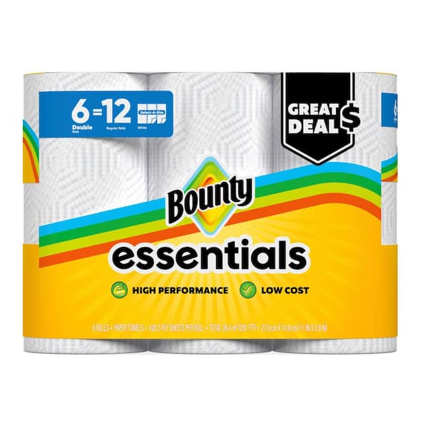 Bounty Essentials Select-A-Size White Paper Towel Roll (6 Double