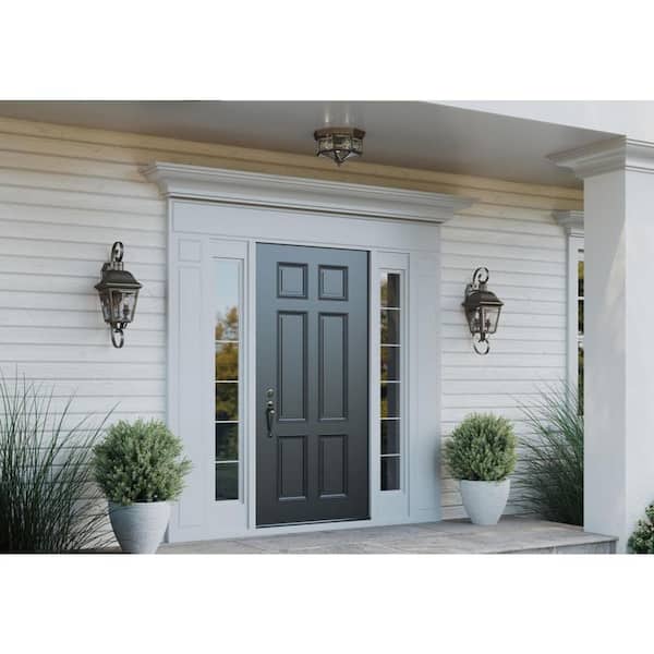 Andover Collection 2-Light Antique Bronze Clear Beveled Glass Farmhouse Outdoor Medium Wall Lantern Light