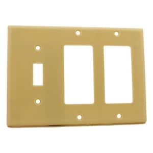 Ivory 3-Gang 1-Toggle/2-Decorator/Rocker Wall Plate (1-Pack)