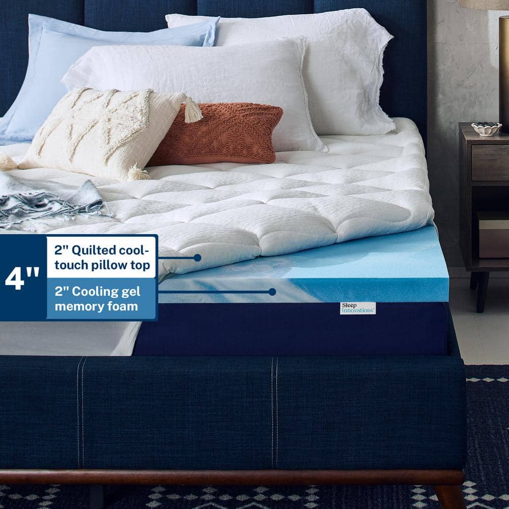 Twin Size Cooling Gel Memory Foam Mattress Topper, 4 Inch