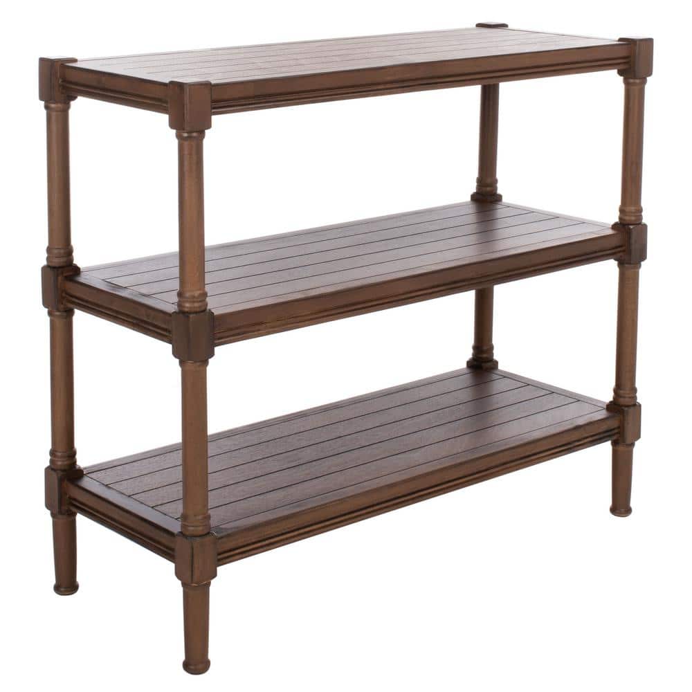 Brown Wood Hallway Table with Spindle Legs and Storage