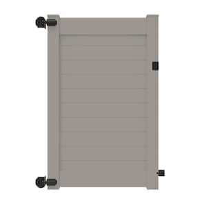 4 ft. x 4 ft. Horizontal Vinyl Gray Panel Fence Gate Kit