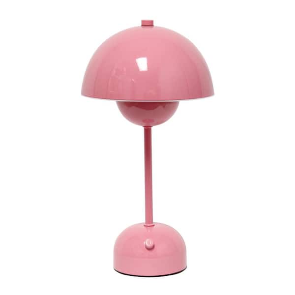 Simple Designs 11.8 in. Portable Mushroom Dimming LED Touch Stick Task and Reading Desk Lamp for Office, Living Room, Bedroom, Pink